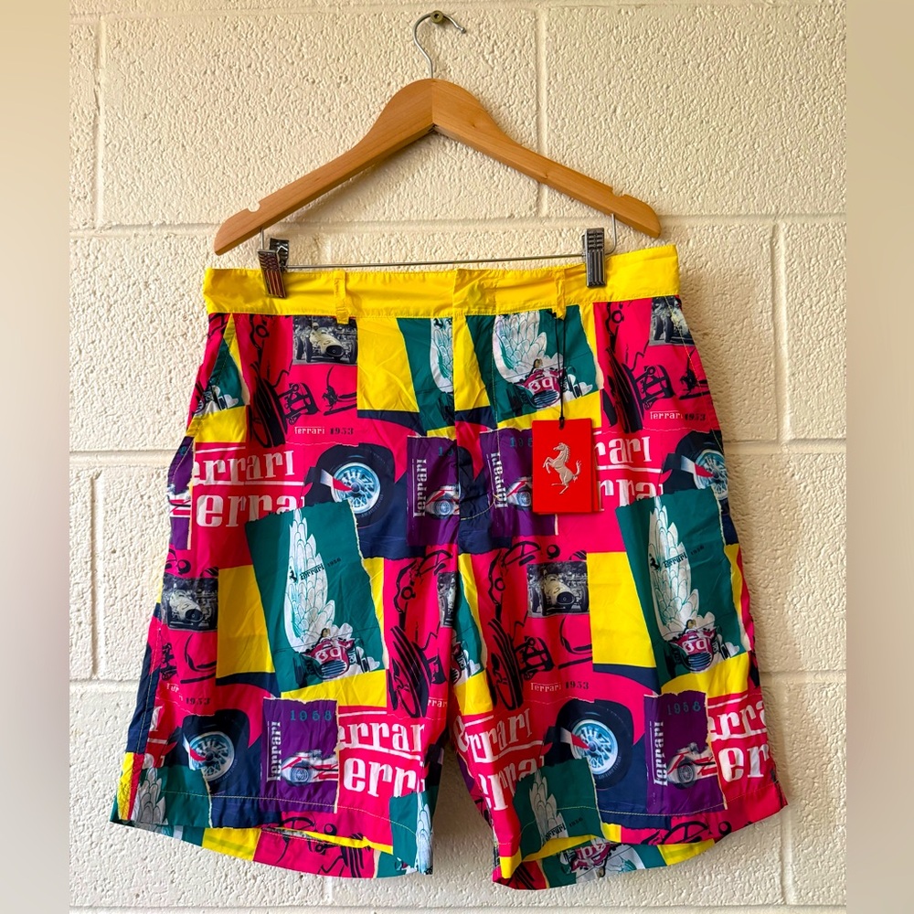 FERRARI MENS Nylon bermuda shorts with Fluid print